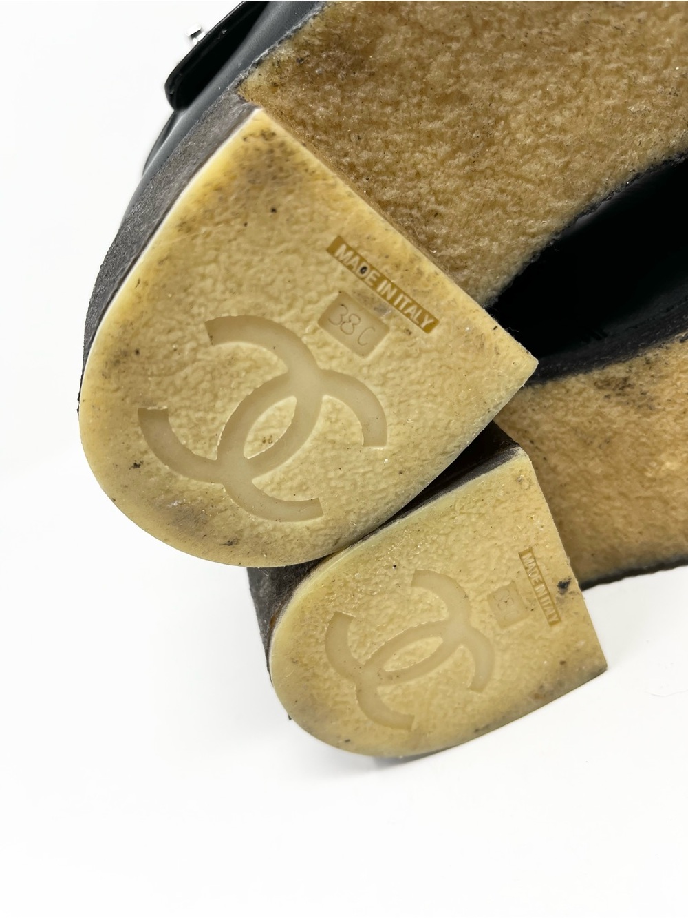 Chanel Black Leather CC Logo Turnlock Ankle Boot Boots Booties Shoes Moto 38 38C - Picture 9 of 11